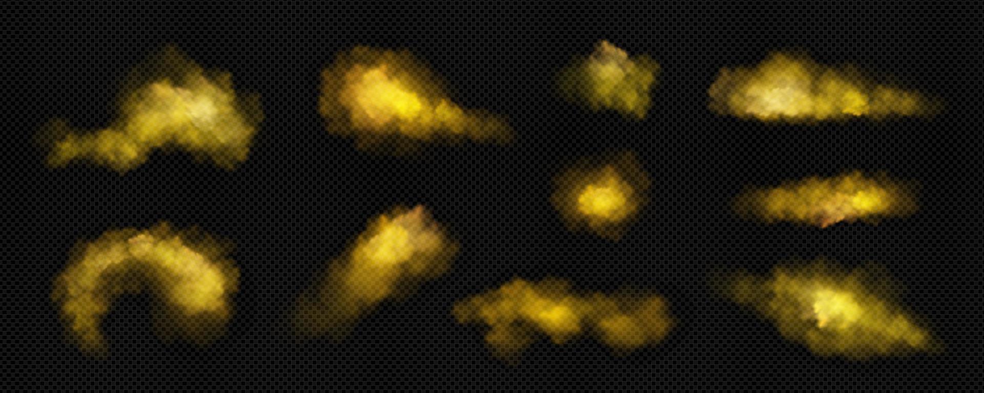 Yellow clouds of smoke, fog or steam vector