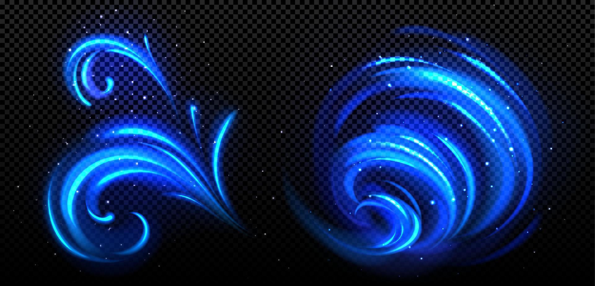 Abstract blue swirl, cold wind motion, twirls vector