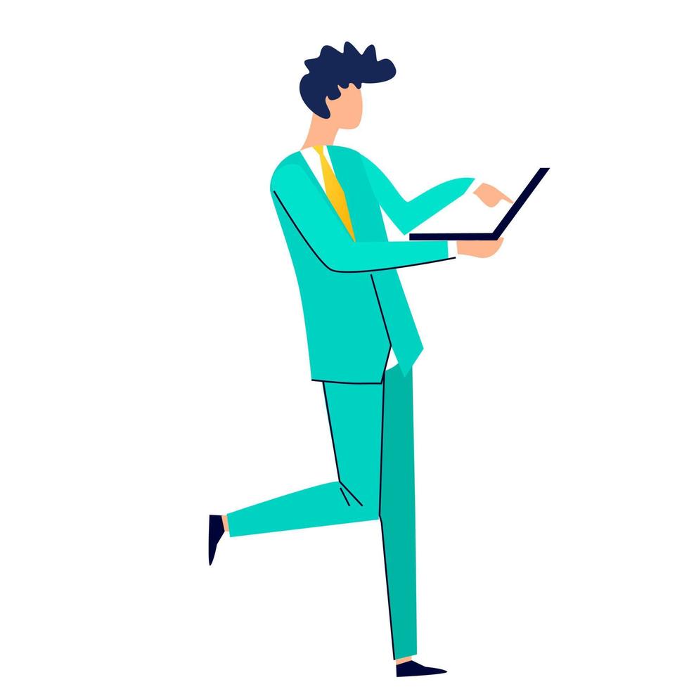 Man holding laptop in his hands vector