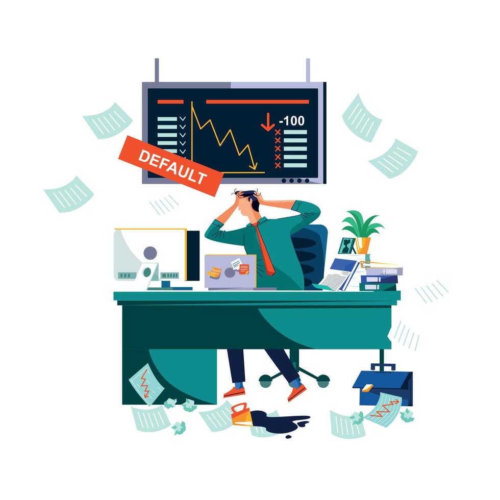 Default or collapse in stock market and exchange vector