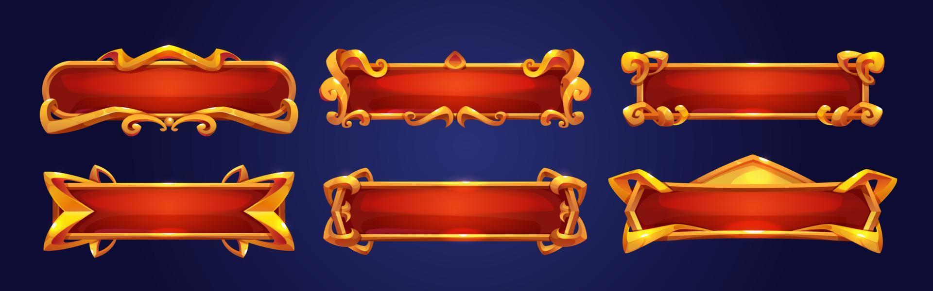 Medieval red buttons, ui game menu elements vector
