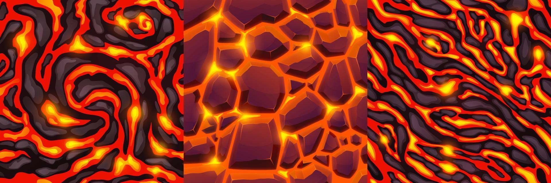 texturas de lava, magma y piedras vector