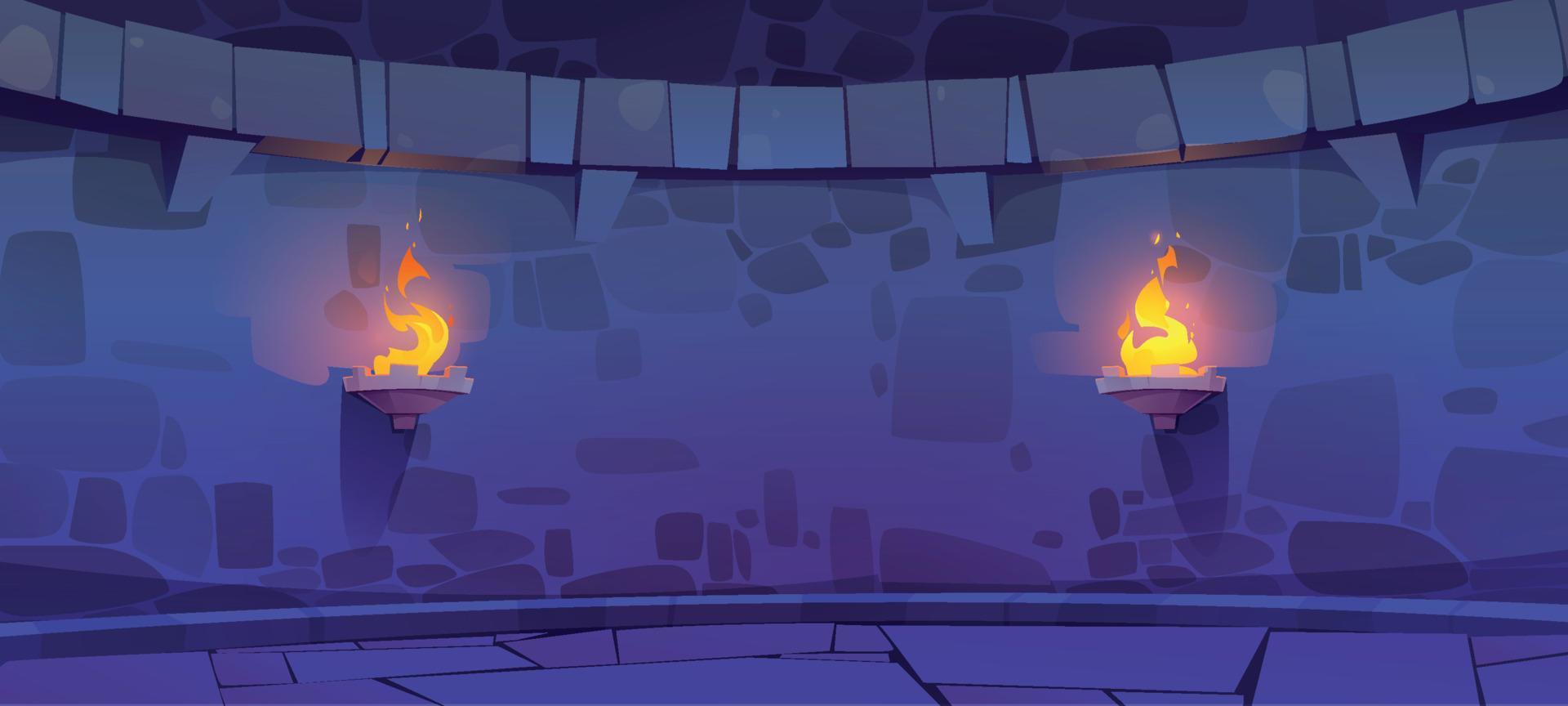 Castle dungeon interior with torches vector