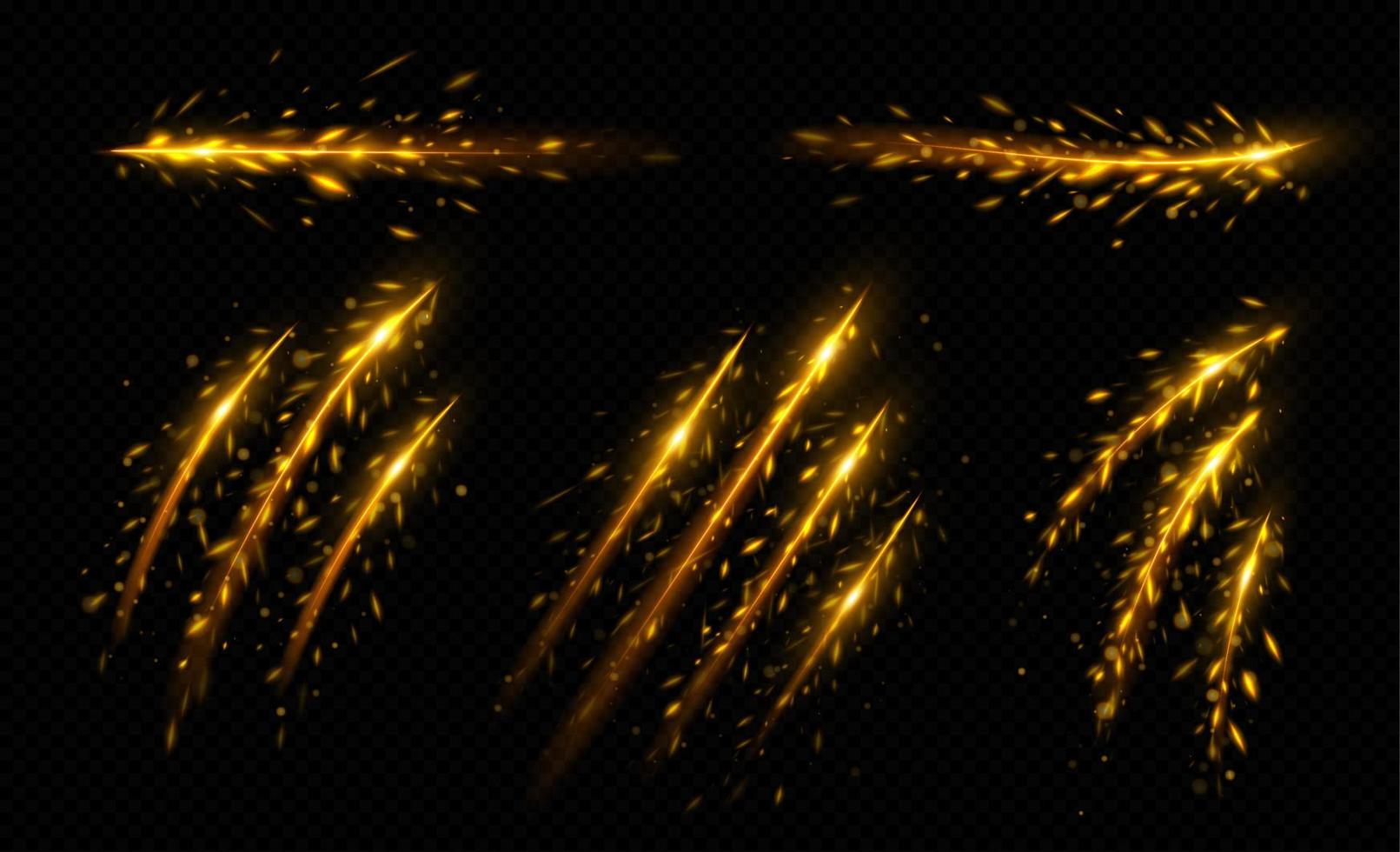 Iron cut effect with fire sparks and light lines vector