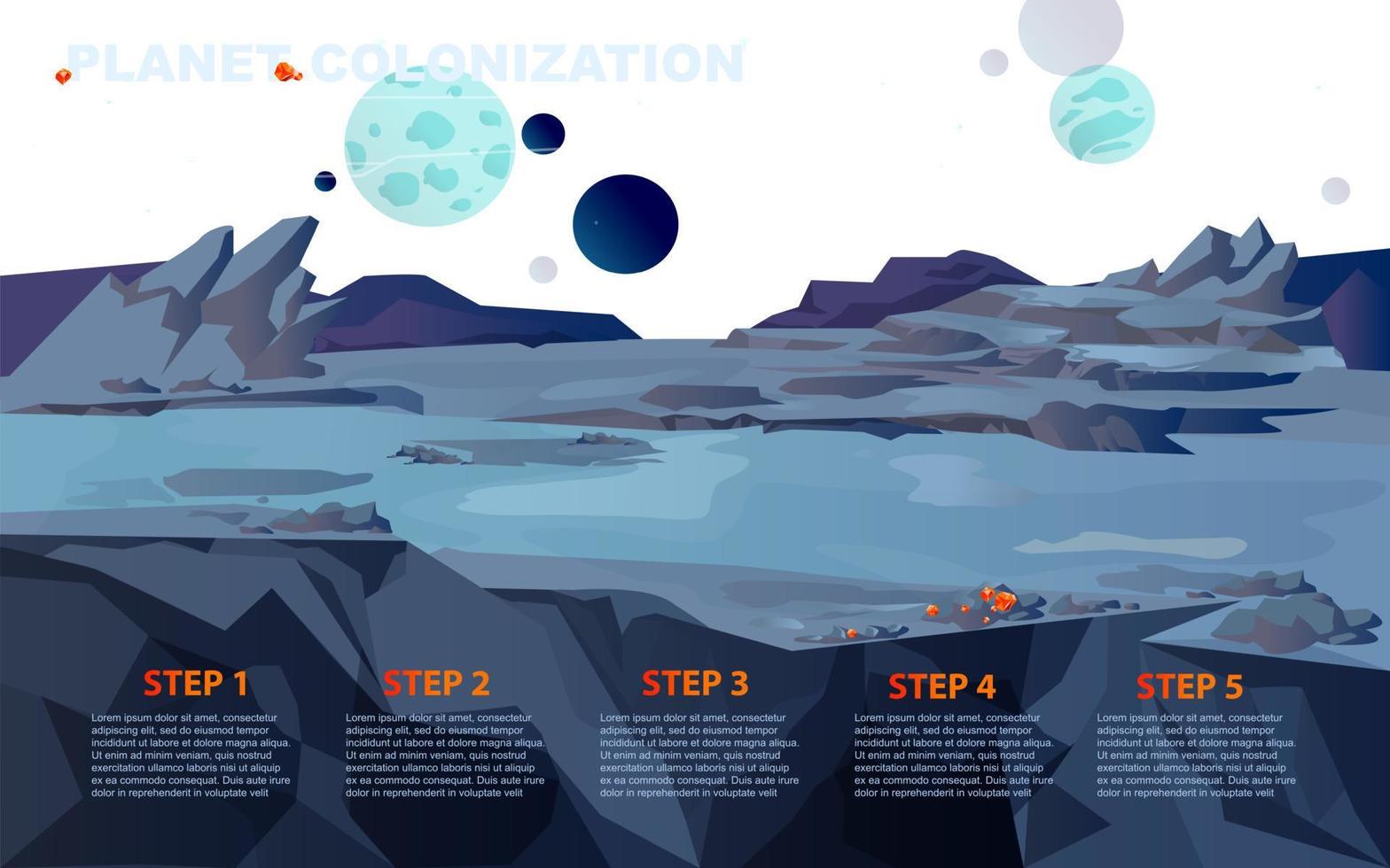 Space landscape for planet colonization vector