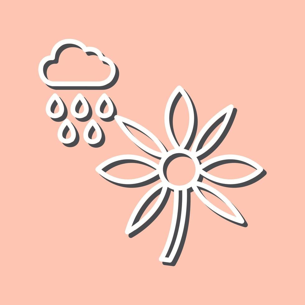 flor con icono de vector de lluvia