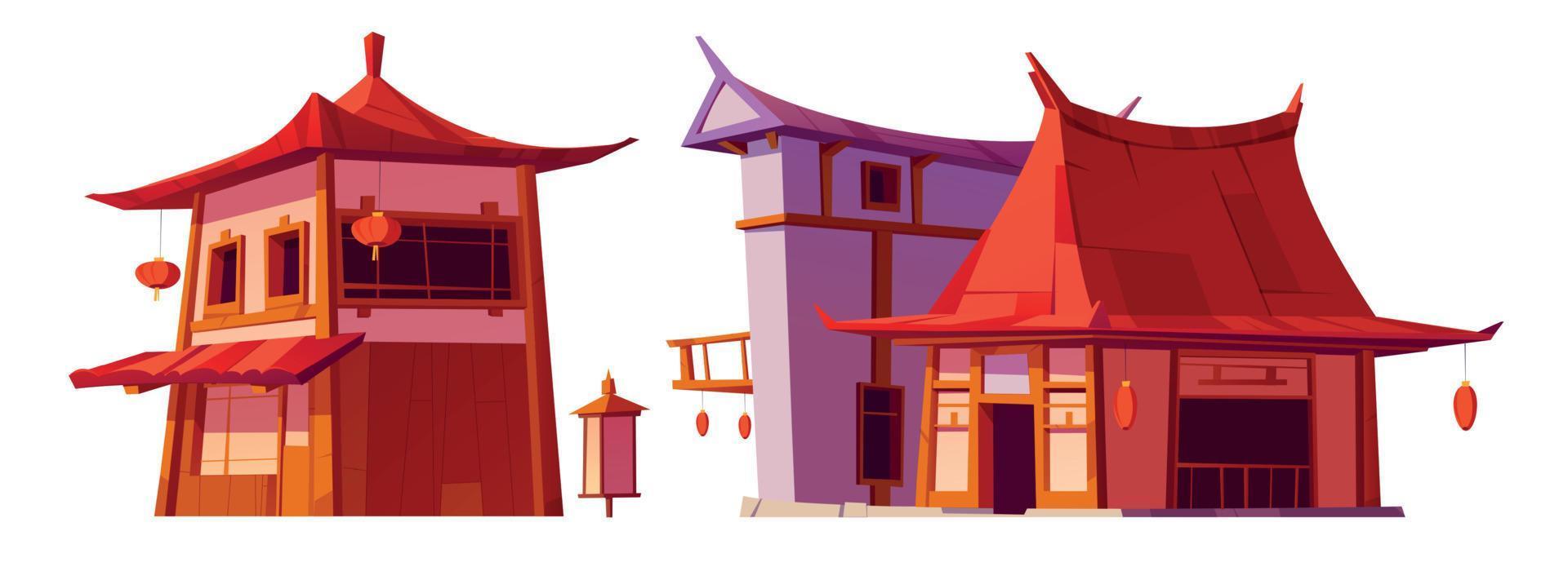 asiático arquitectura, tradicional chino casas vector