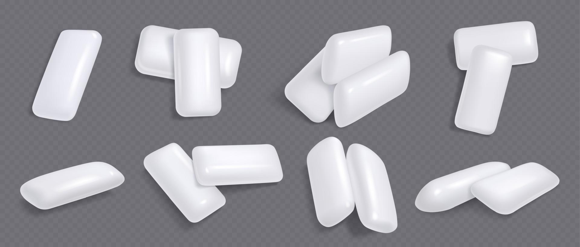 White chewing gums, mint candies for fresh breath vector