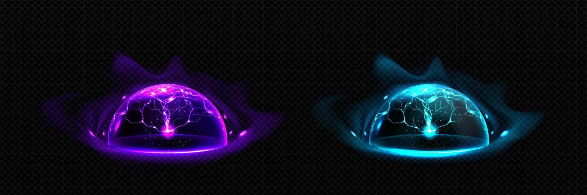 Realistic set of defense energy shields png vector