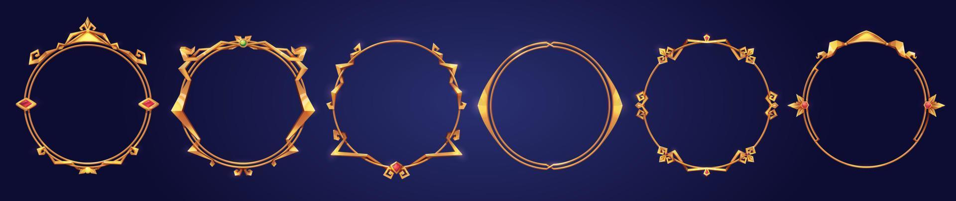 Empty circle golden frames medieval style vector