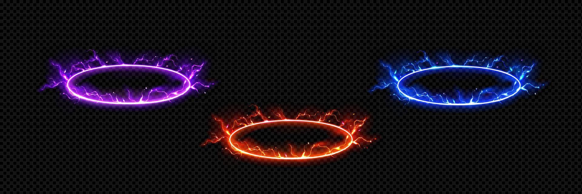 Round energy portal with lightnings vector