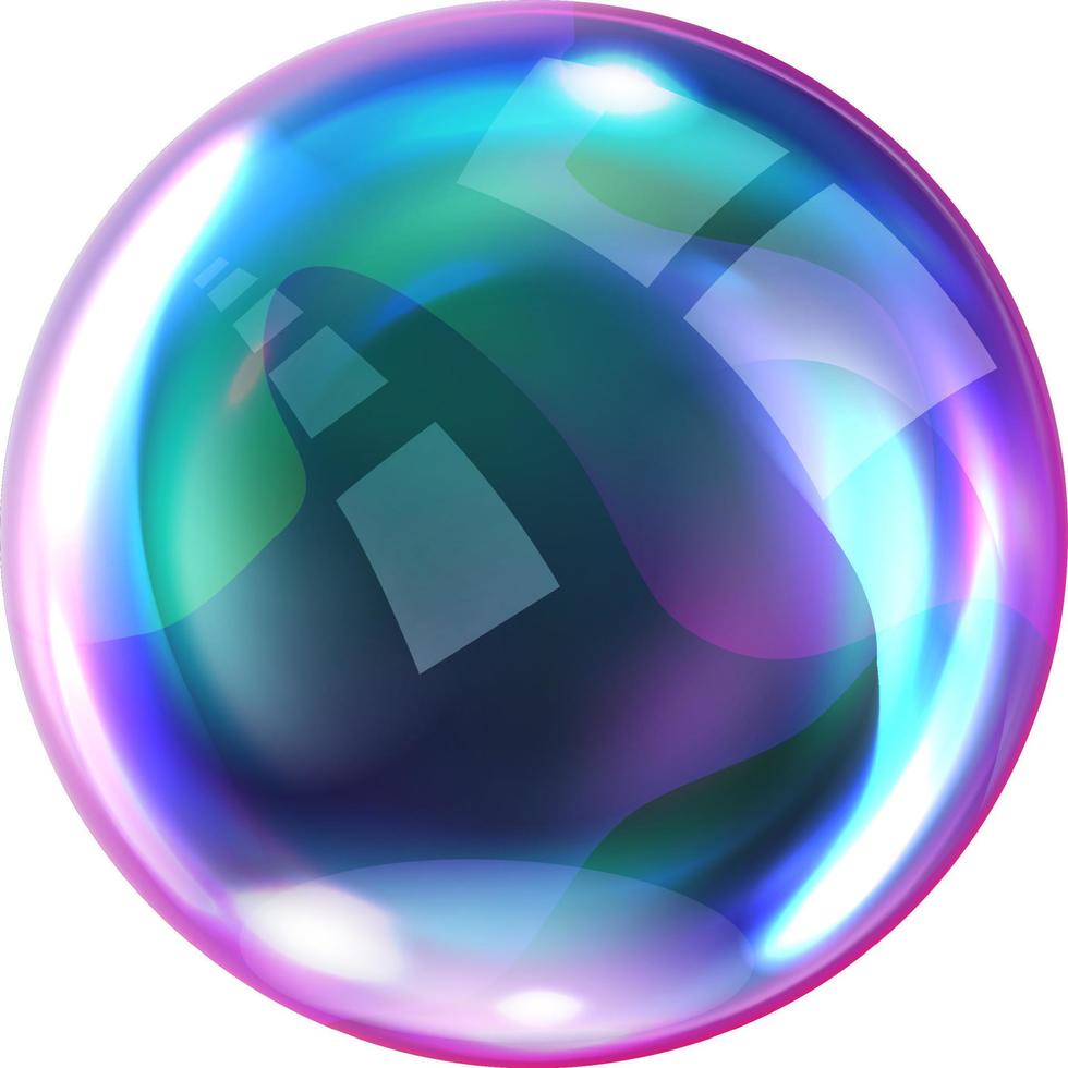 Soap rainbow bubbles with reflections vector