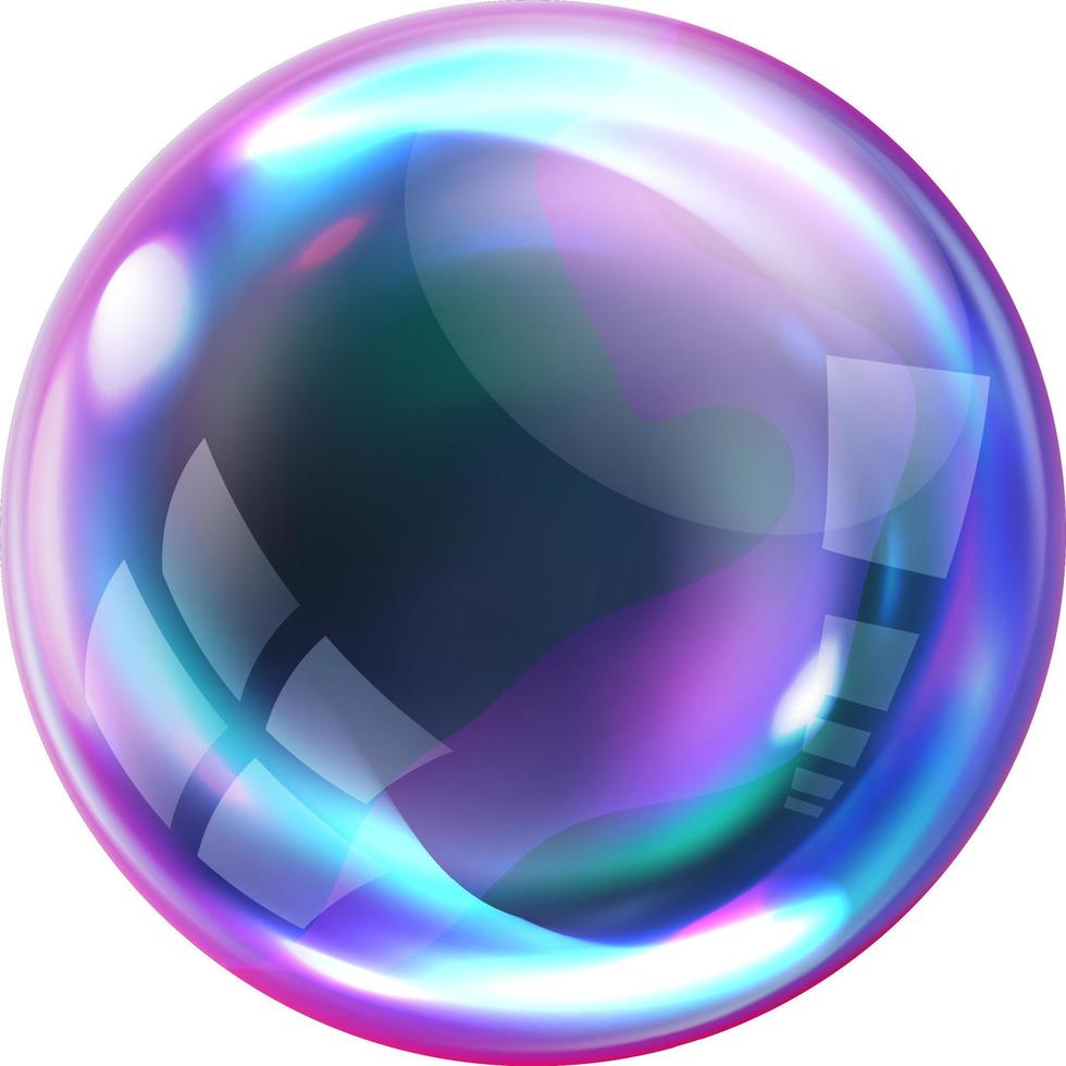 Soap rainbow bubbles with reflections vector