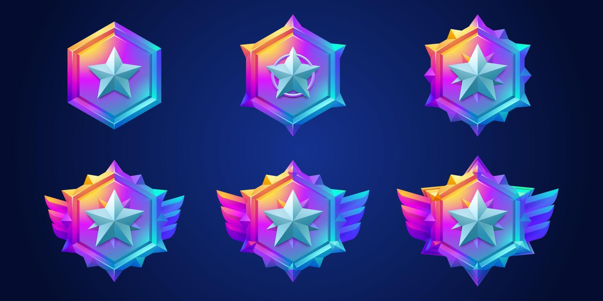 Game award badges, icons of ranking medals vector