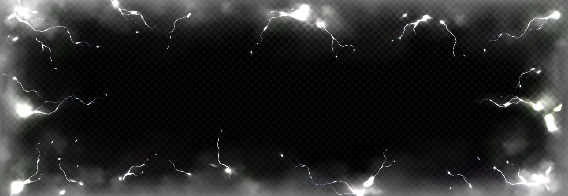 Thunder storm effect with lightnings, smoke vector