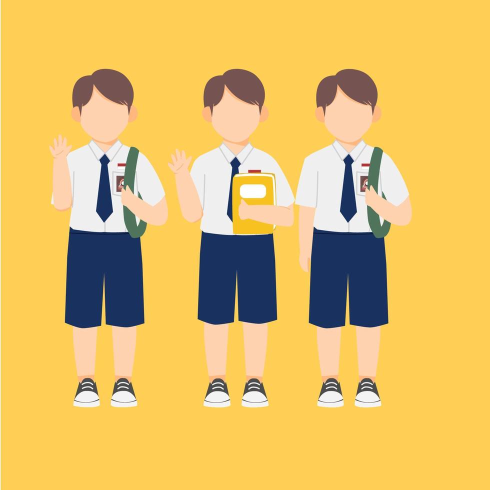 cartoons of Indonesian elementary, junior high and high school children vector