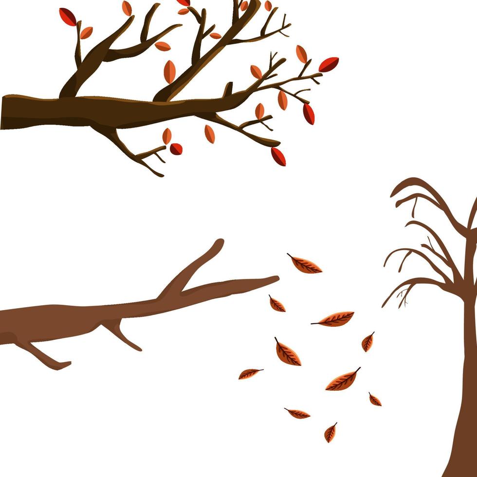 dry tree fallen leaves illustration vector