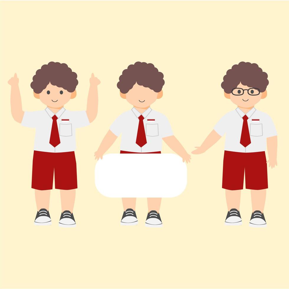 cartoons of Indonesian elementary  junior high and high school children illustration vector