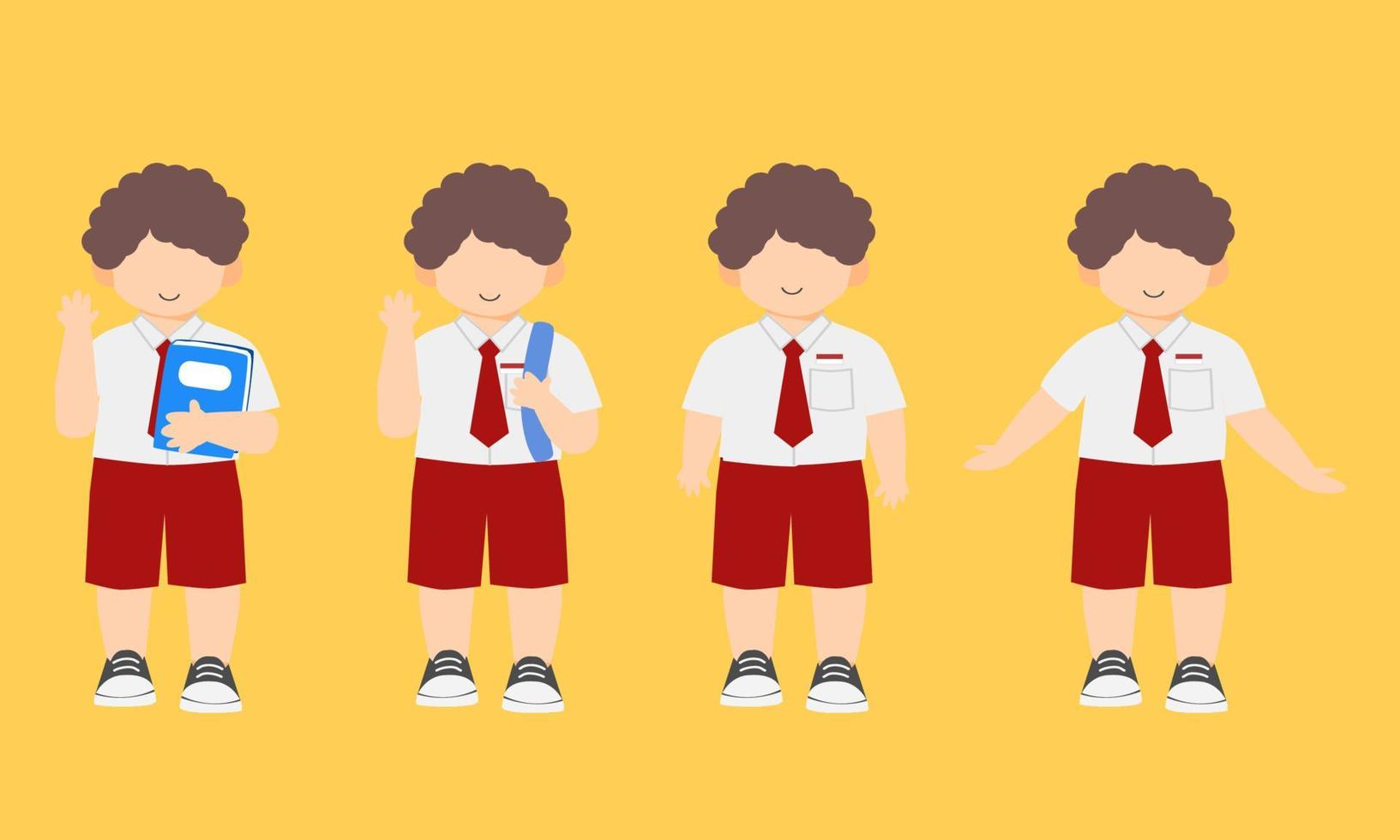 cartoons of Indonesian elementary, junior high and high school children vector