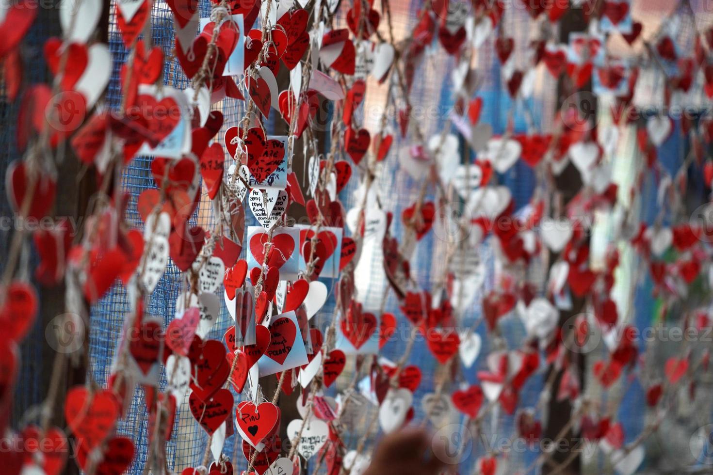 heart Love messages hanging on fisherman net photo