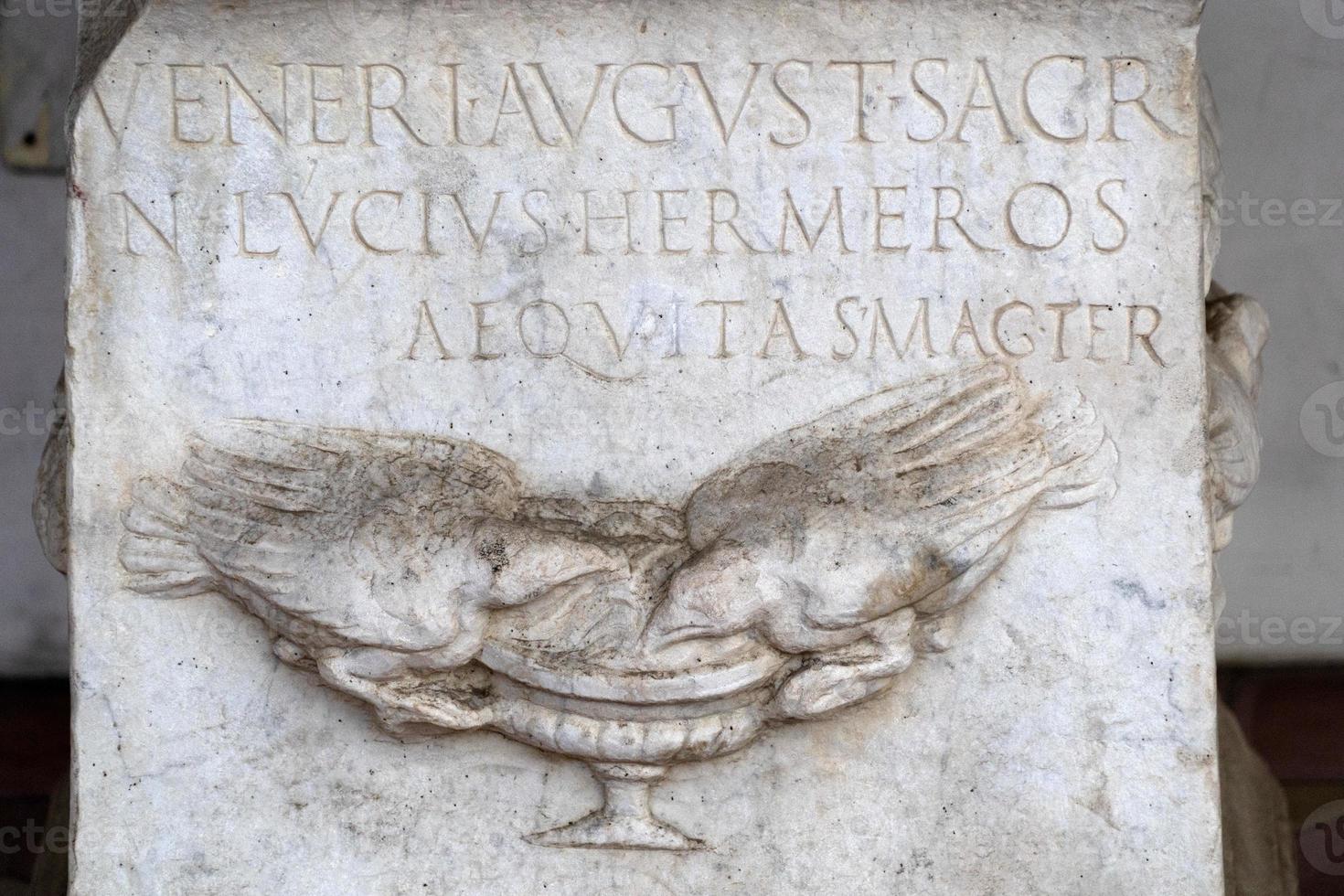 bas relief on sarcophagus in Bath of Diocletian in Rome photo