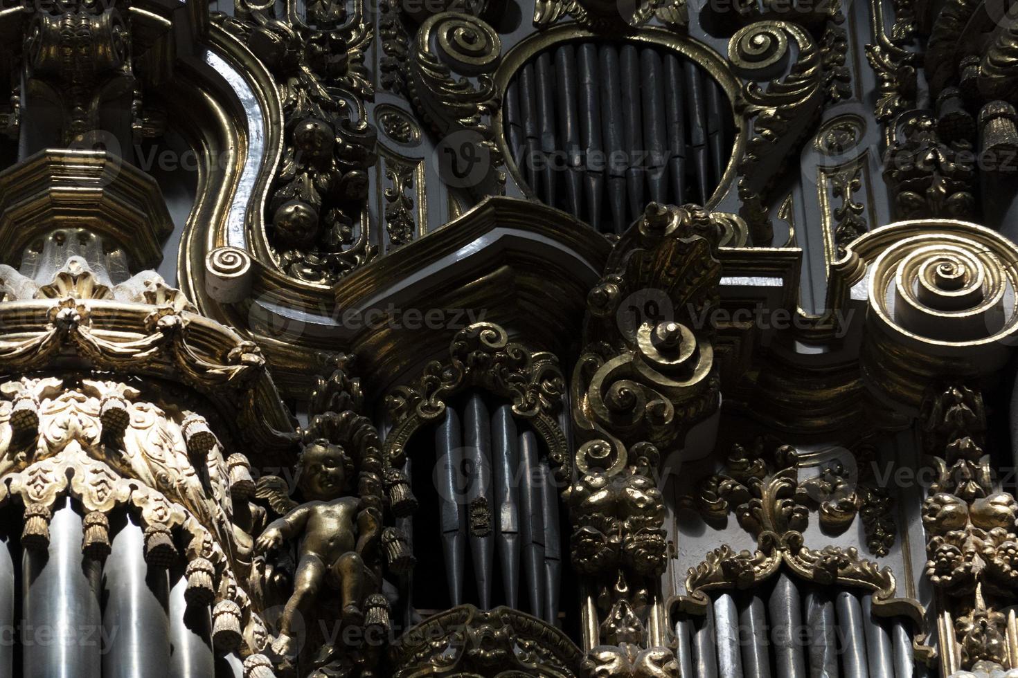 old church organ pipe detail photo