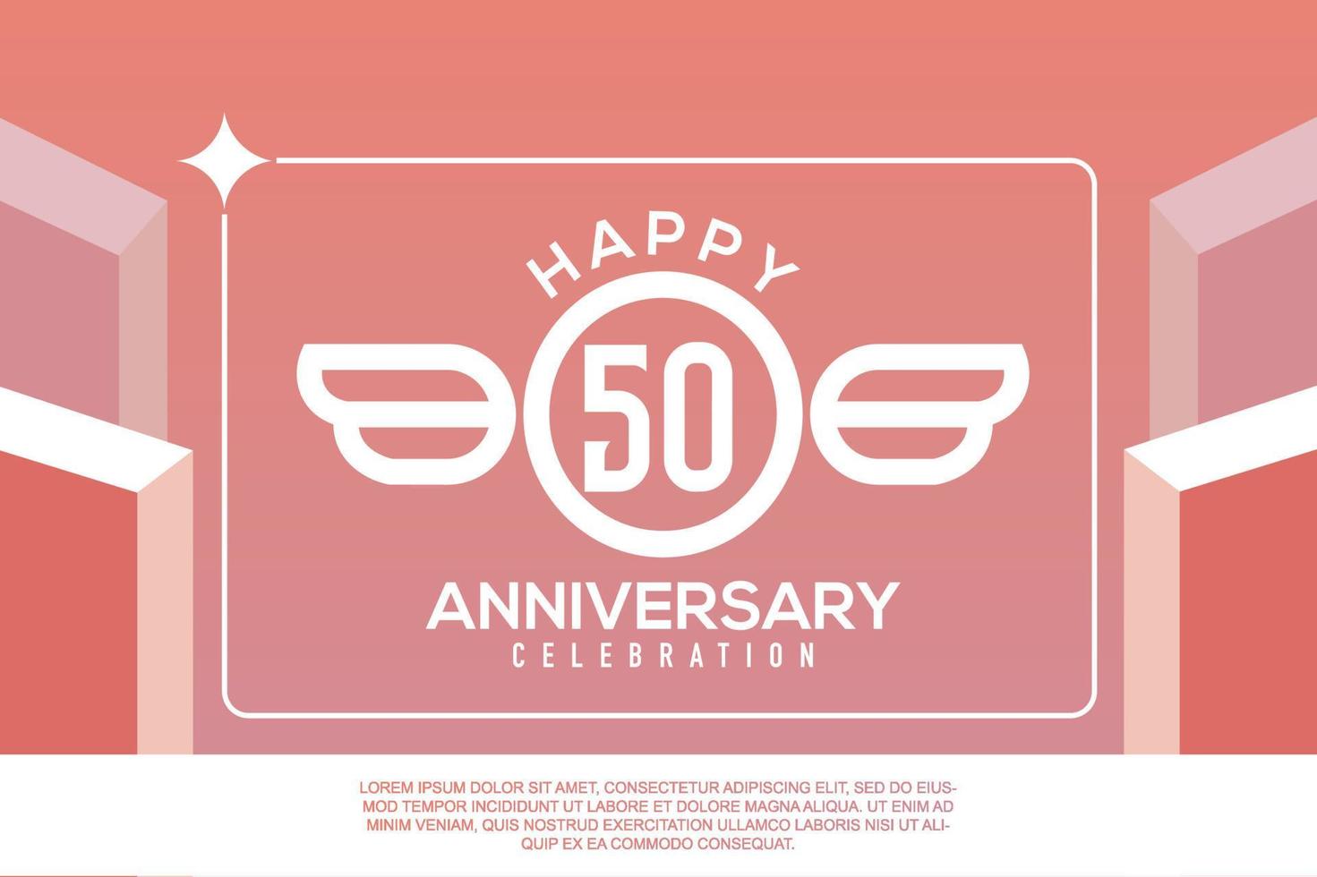 50th year anniversary design letter with wing sign concept template design on pink background vector