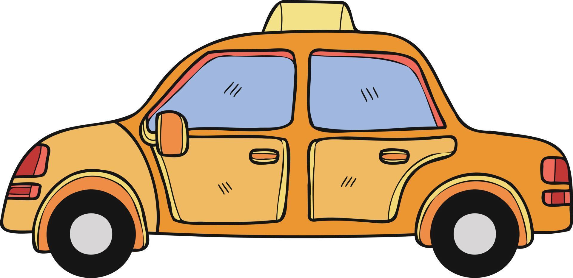 Hand Drawn taxi illustration in doodle style vector