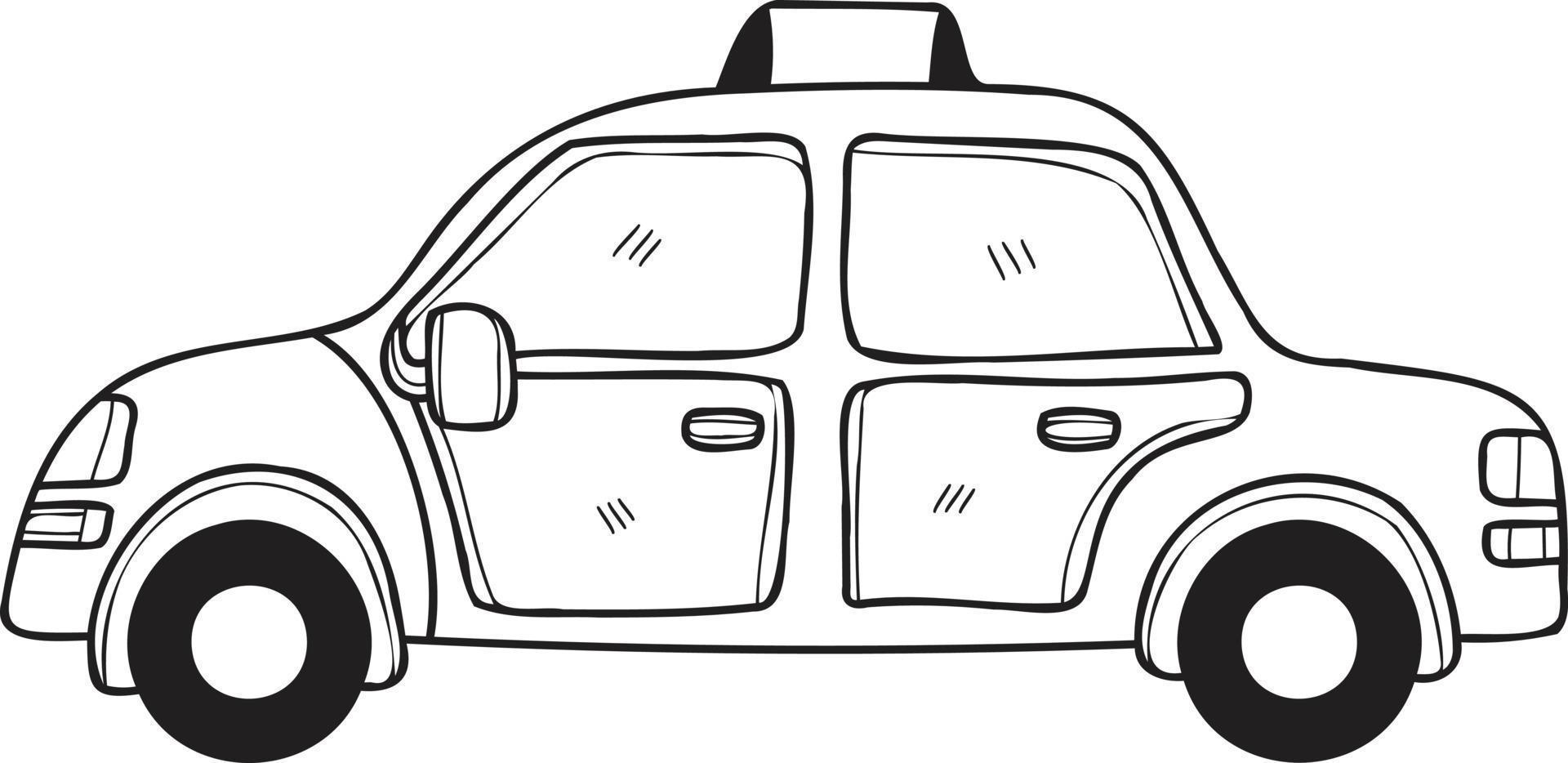 Hand Drawn taxi illustration in doodle style vector