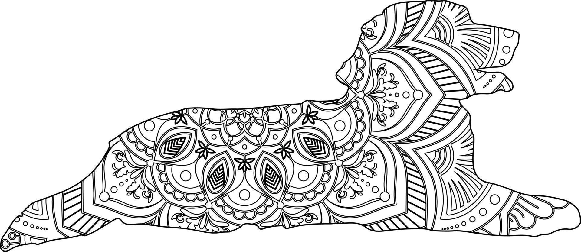Golden Retriever Pet Dog Mandala Coloring Page vector