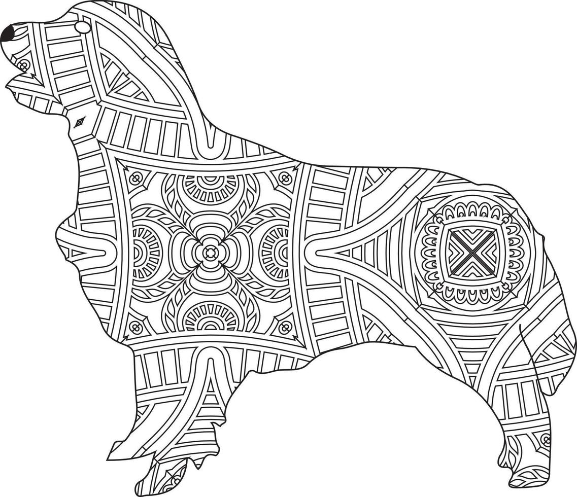 Cute golden retriever puppy mandala coloring page vector