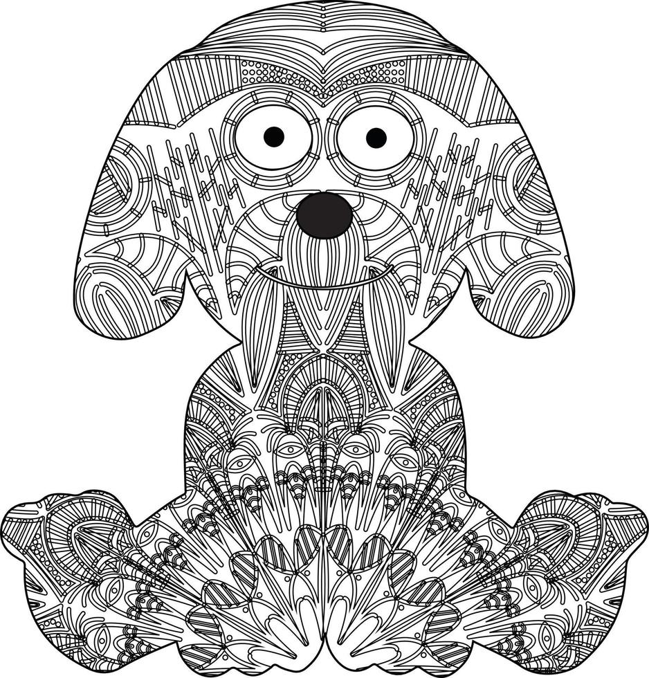 Cute pet dog mandala coloring page vector