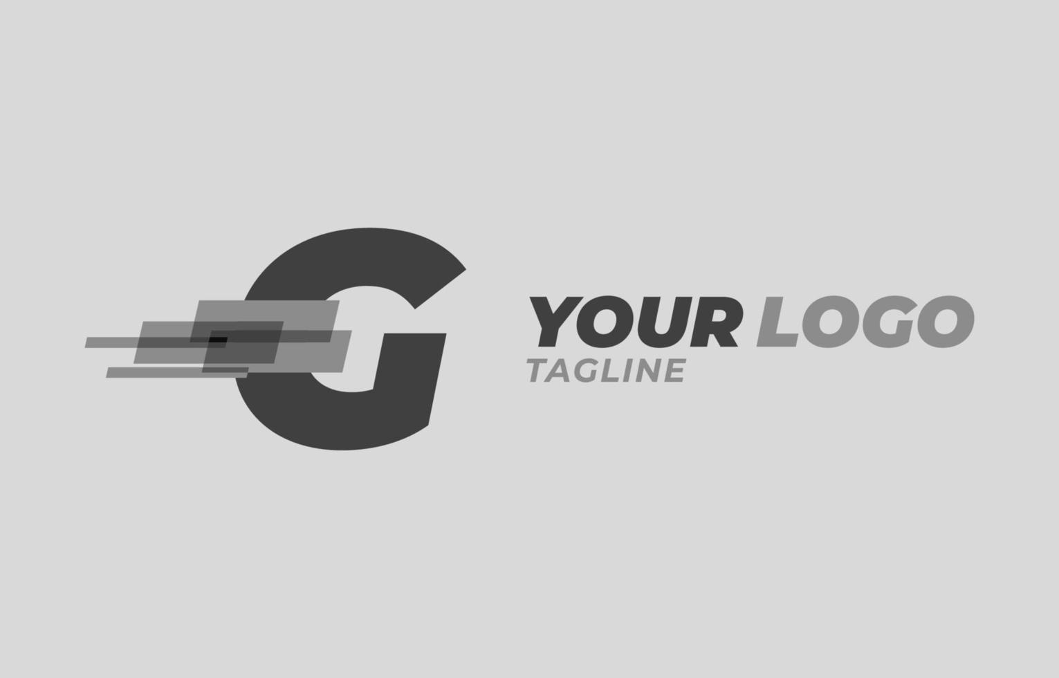 letter G initial monochrome pixel digital vector logo design