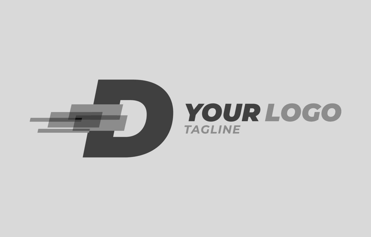letter D initial monochrome pixel digital vector logo design