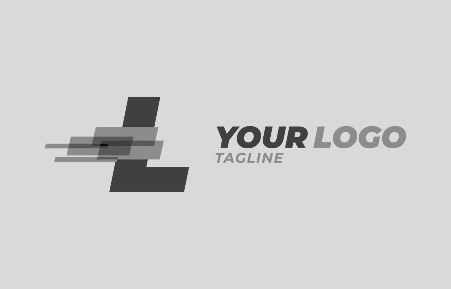 letter L initial monochrome pixel digital vector logo design