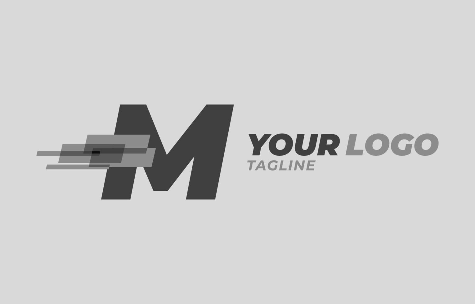 letter M initial monochrome pixel digital vector logo design