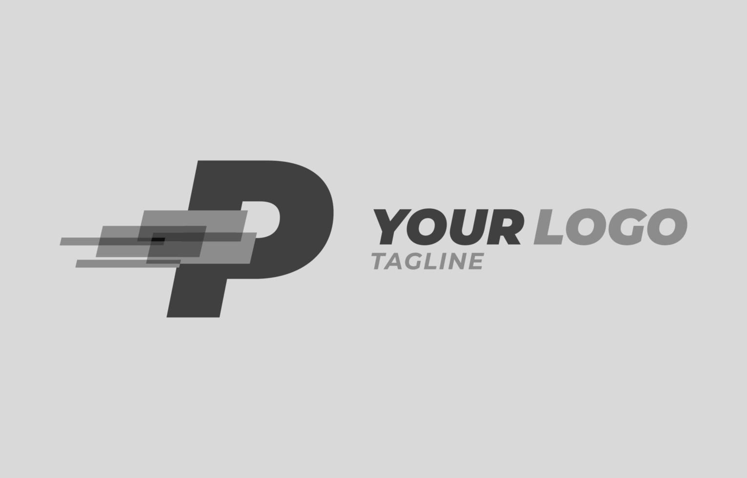 letter P initial monochrome pixel digital vector logo design