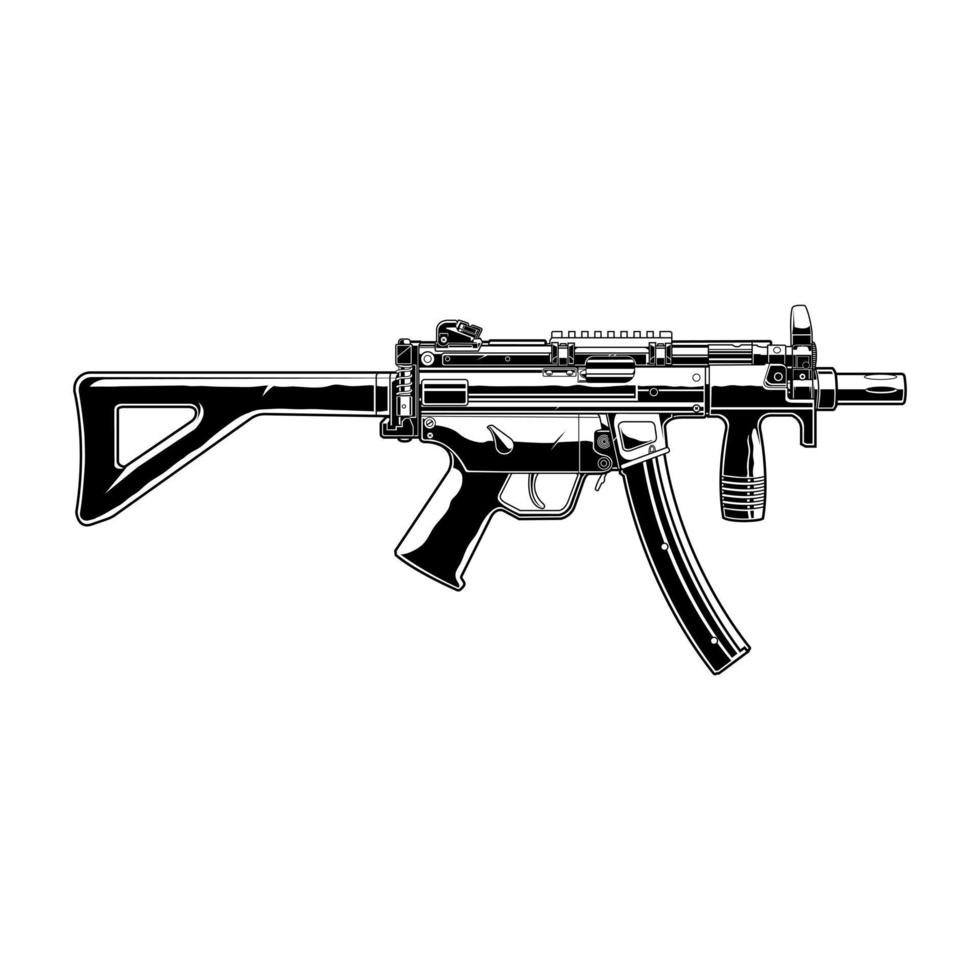 design vector gun Heckler Koch MP5 black anda white volor