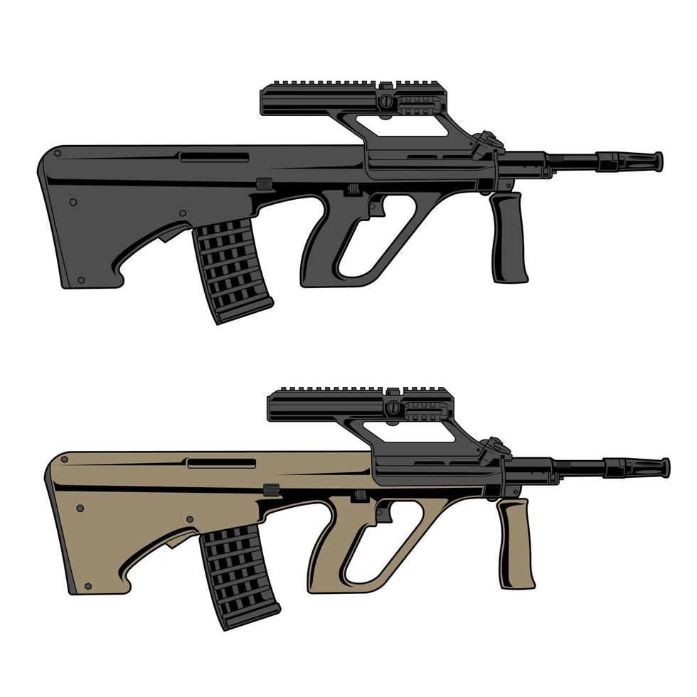 two versions of the AUG gun design are gray and brown-grey vector