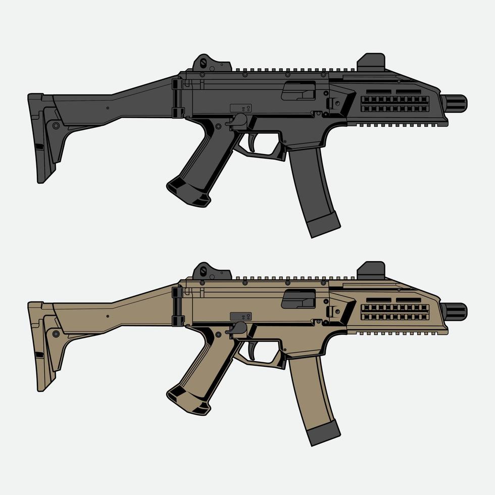 diseño vector pistola cz escorpión con dos color versiones