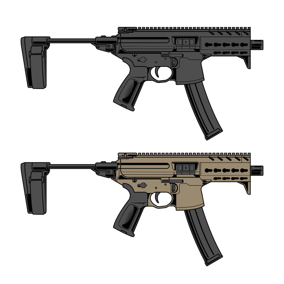 two versions of the sig mcx gun design are gray and brown-grey vector