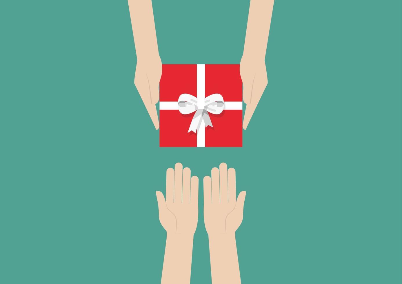 Hands holding gift or present box vector