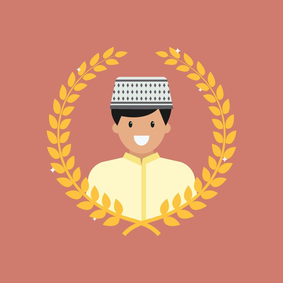 Honor muslim man with golden wreath vector