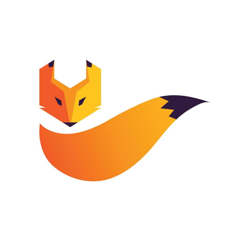 Fox head and tail logo vector