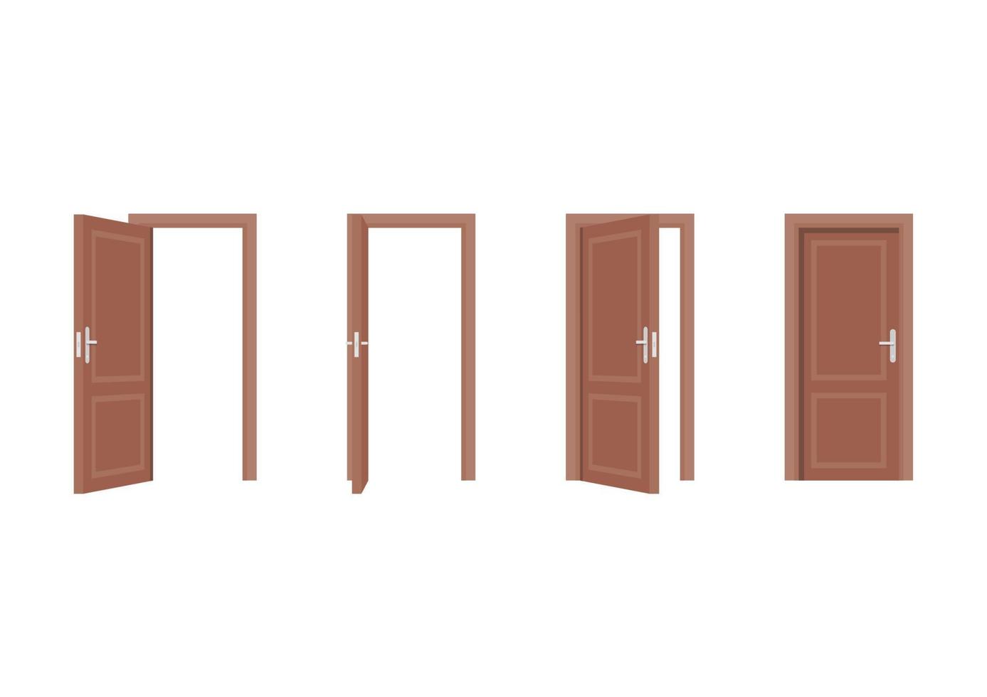 Set of doors opened and closed vector
