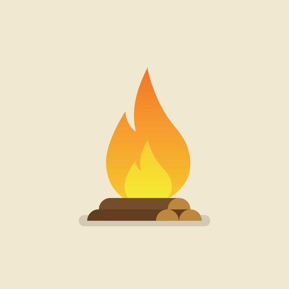 Burning bonfire with wood vector