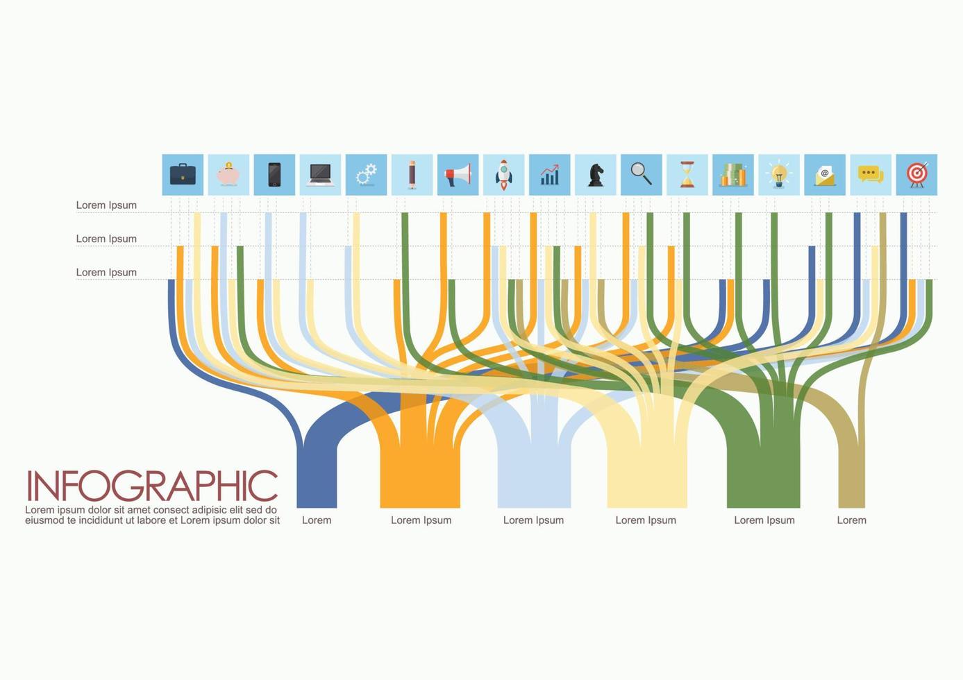 Branch tree bar infographic template vector