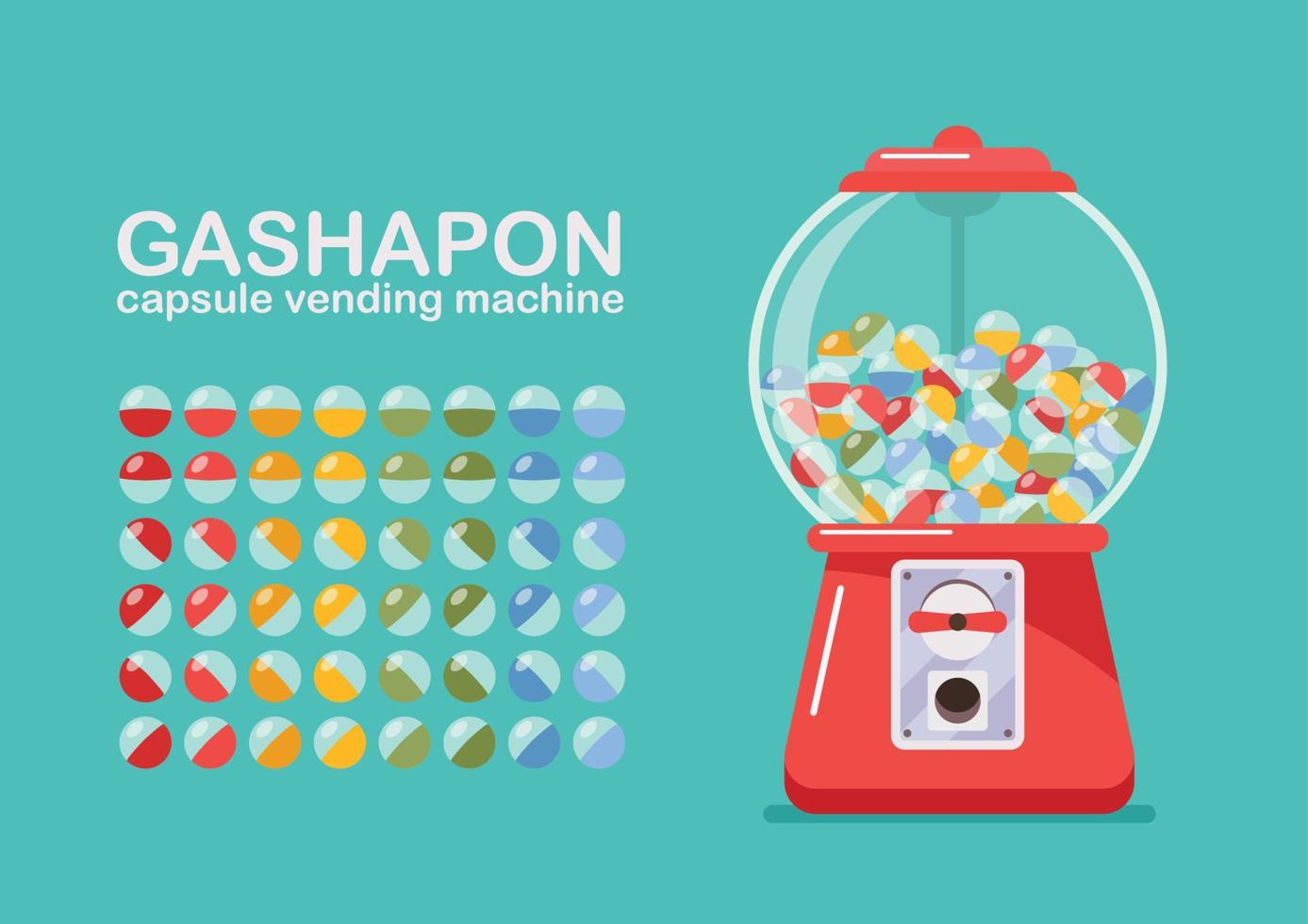 Toy vending machine and colorful capsules vector