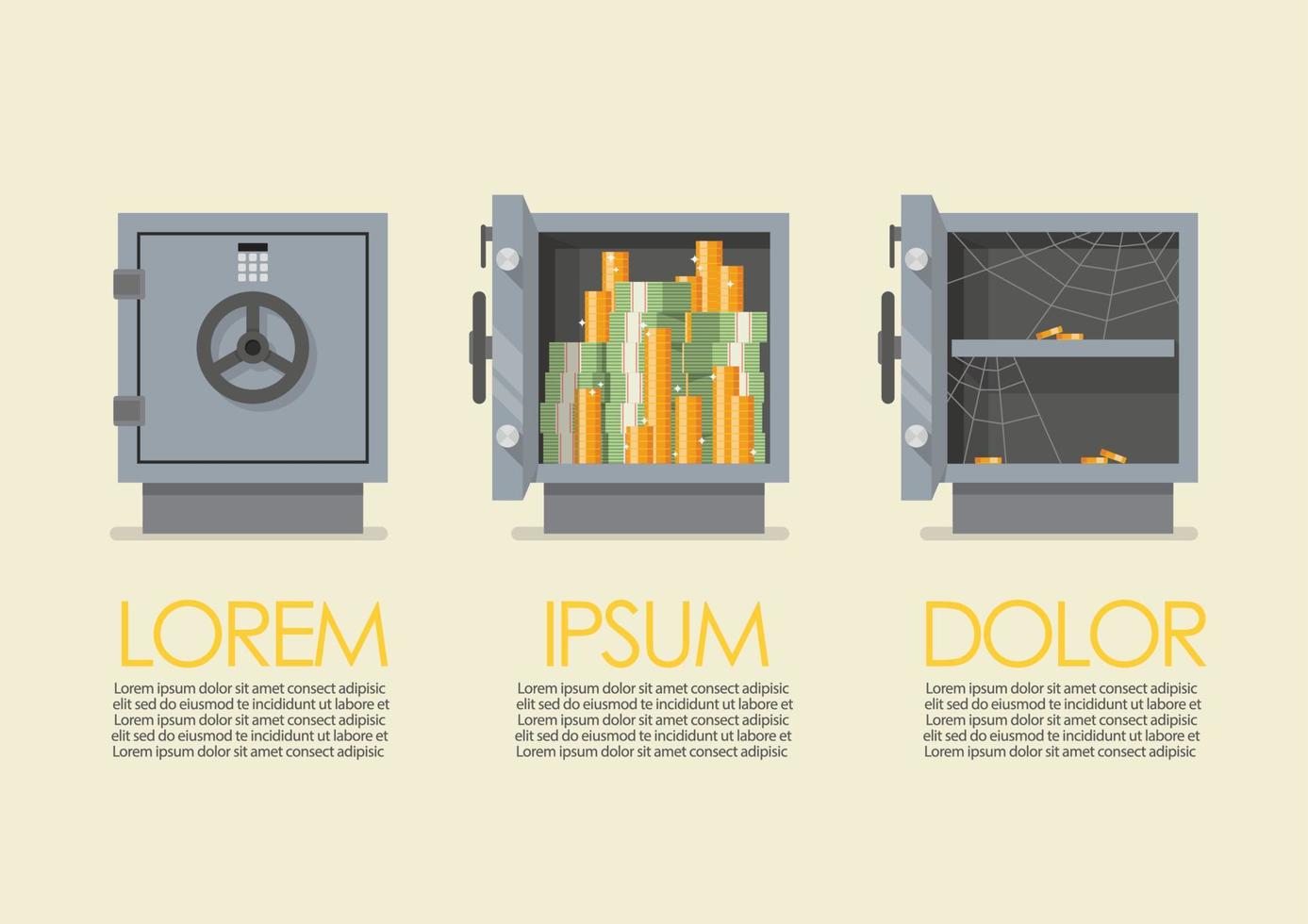 Set of security metal safe infographic vector