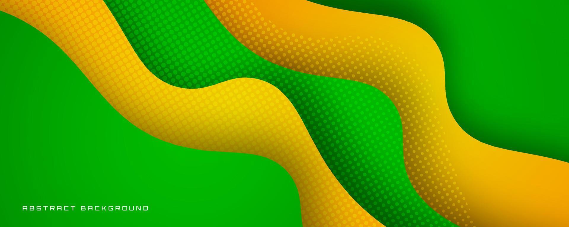 3D green yellow geometric abstract background overlap layer on bright space with colorful waves decoration. Graphic design element wavy style concept for banner, flyer, card, or brochure cover vector